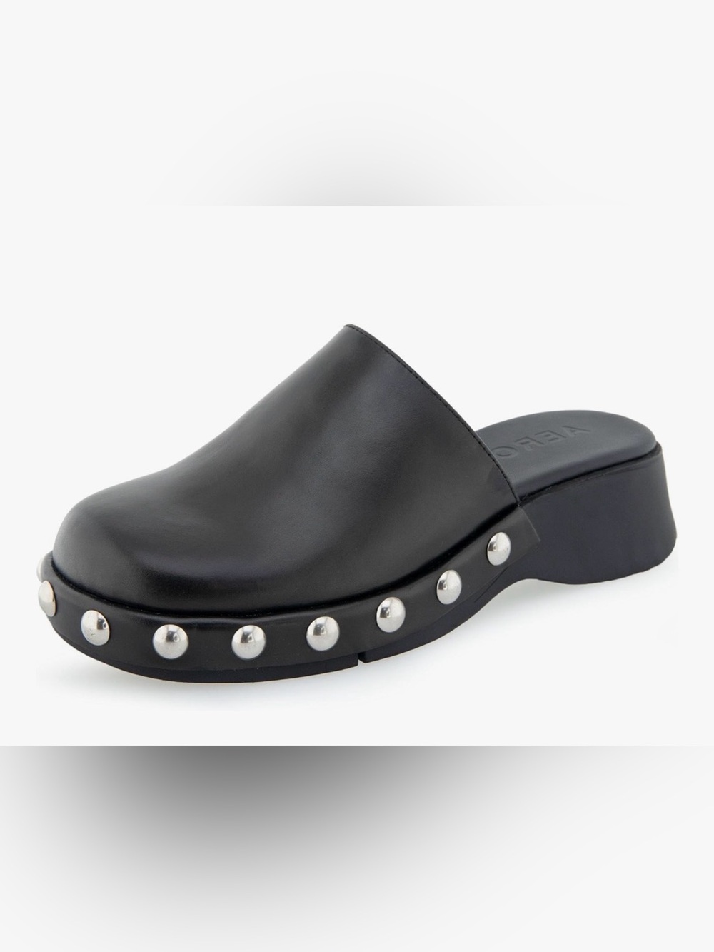 AEROSOLES FAYE black Leather Studded Clog Mule sz 9